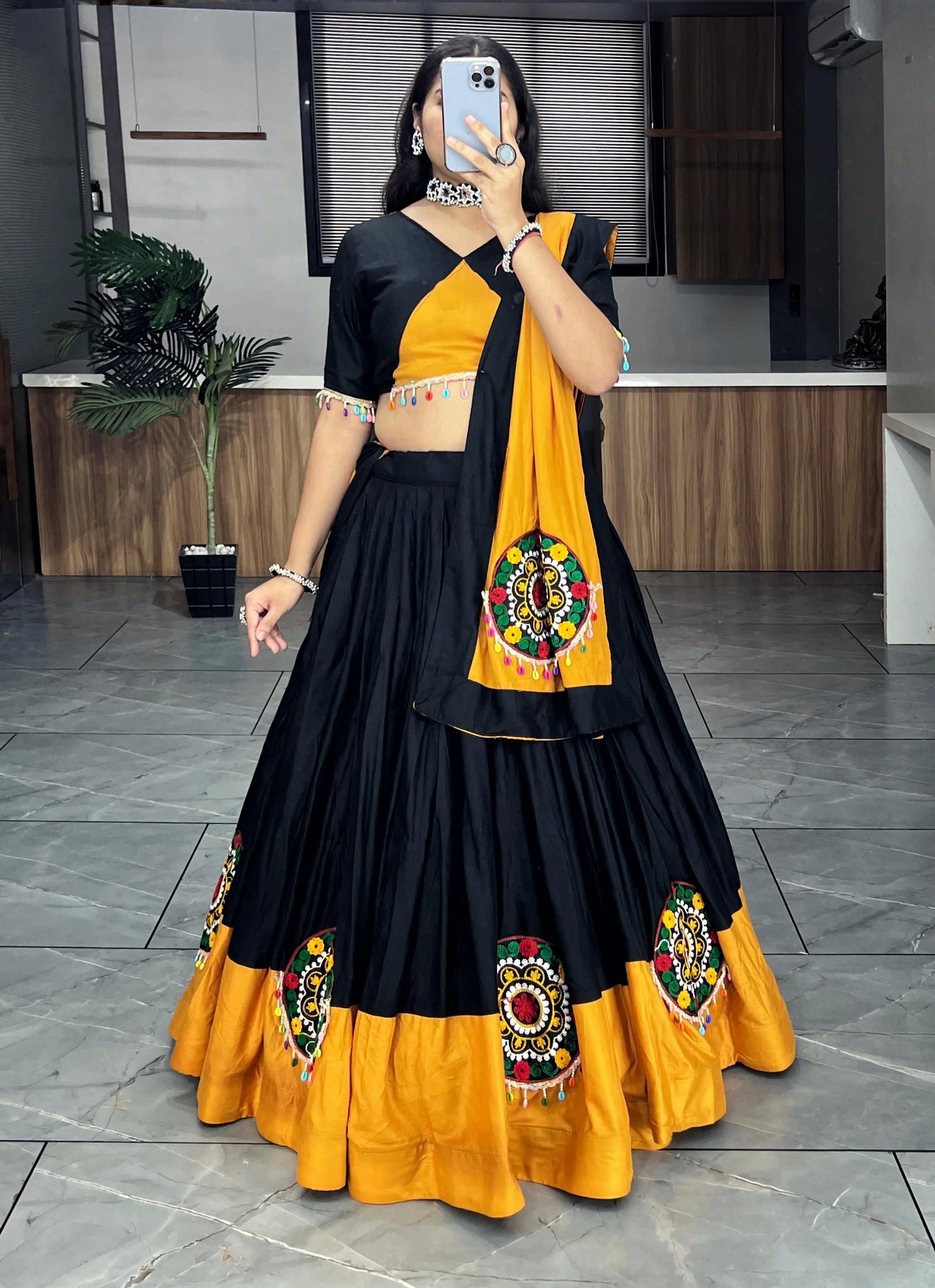 Rayon Cotton Kutchi Embroidery with Kodi Work Garba Special Designer Chaniya Choli (Ready to Wear) Ethenika.com