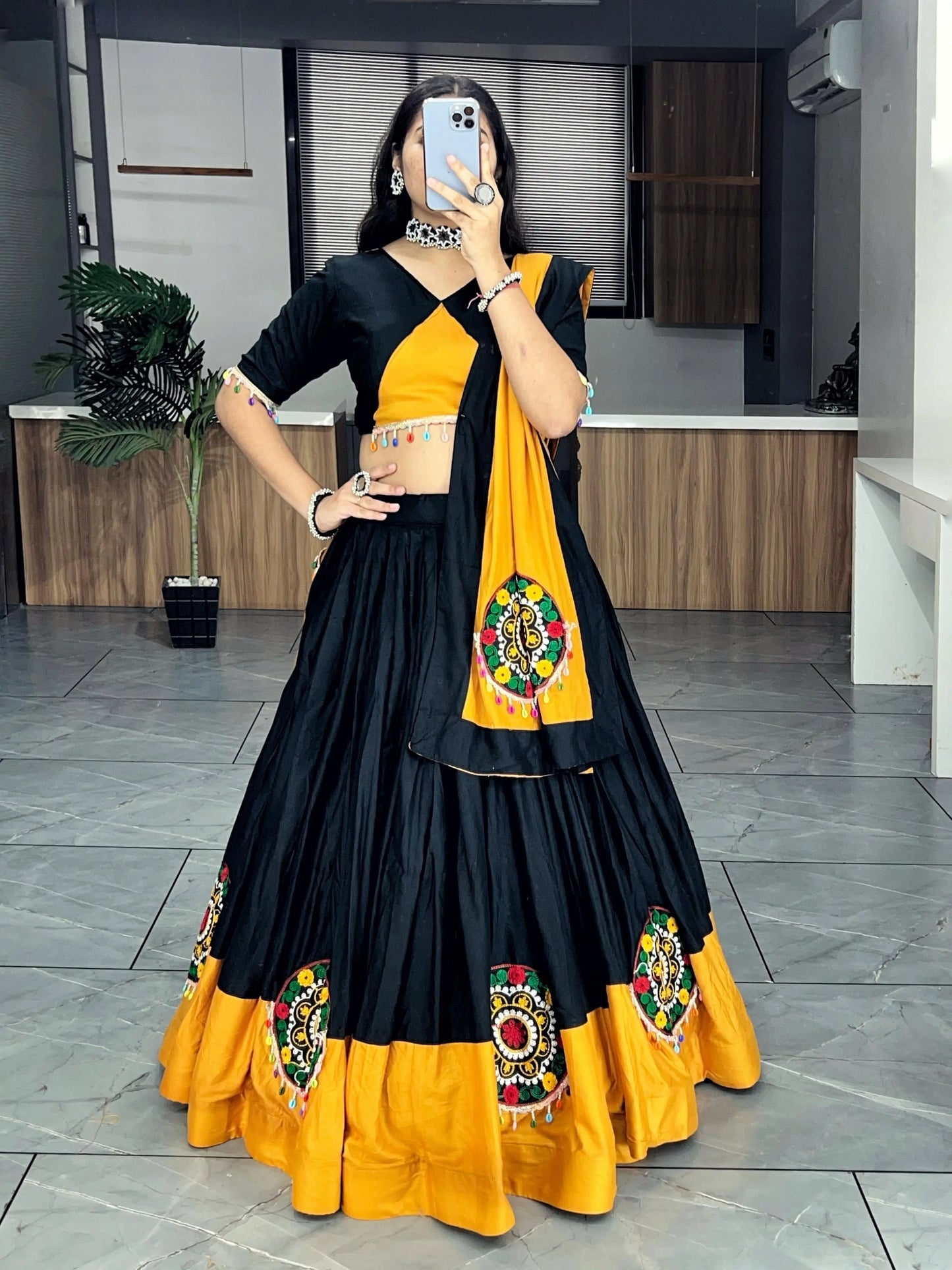Rayon Cotton Kutchi Embroidery with Kodi Work Garba Special Designer Chaniya Choli (Ready to Wear) Ethenika.com