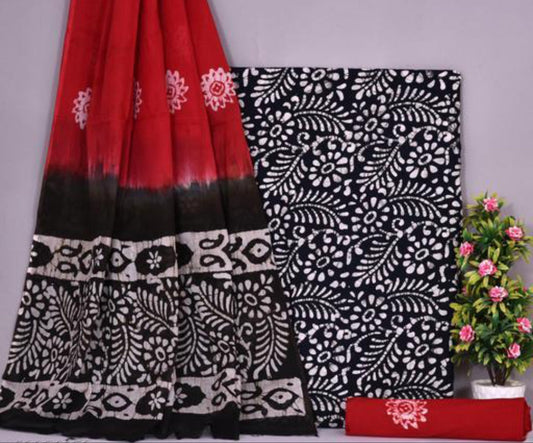 Cotton Hand Blocked Wax Batik Material (Unstitched) - Premium  from Ethenika.com - Just INR 1490! Shop now at Ethenika.com 