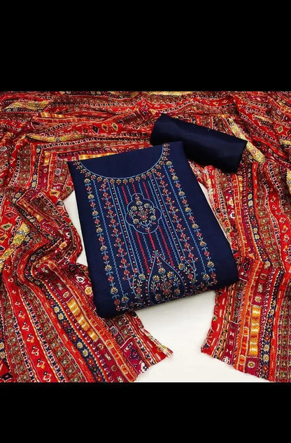 Slub Cotton Kashmiri Embroidery work Salwar Material (Unstitched) Ethenika.com 