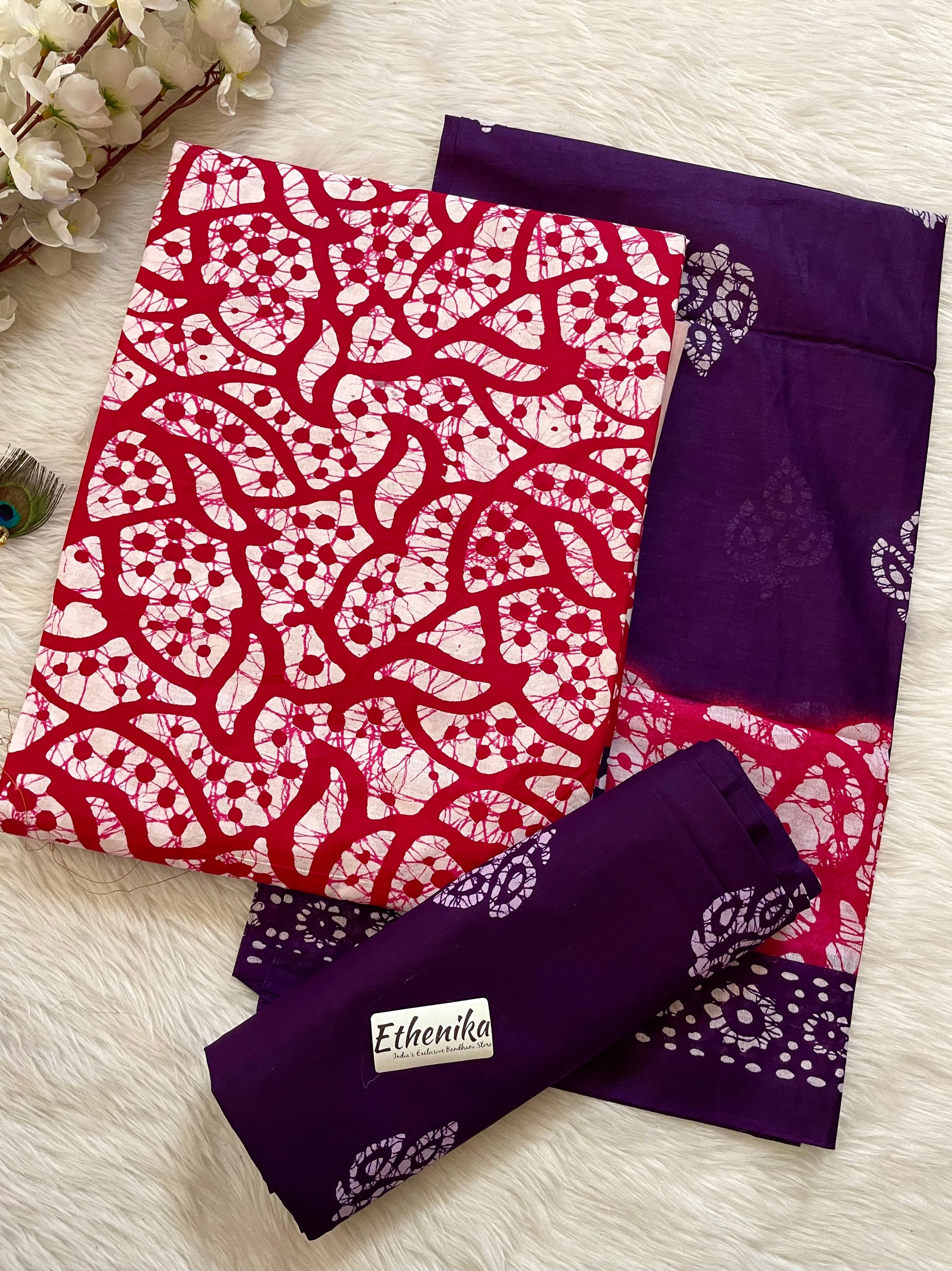 Cotton Hand Blocked Wax Batik Dress Material - Premium  from Ethenika.com  - Just INR 1590! Shop now at Ethenika.com 