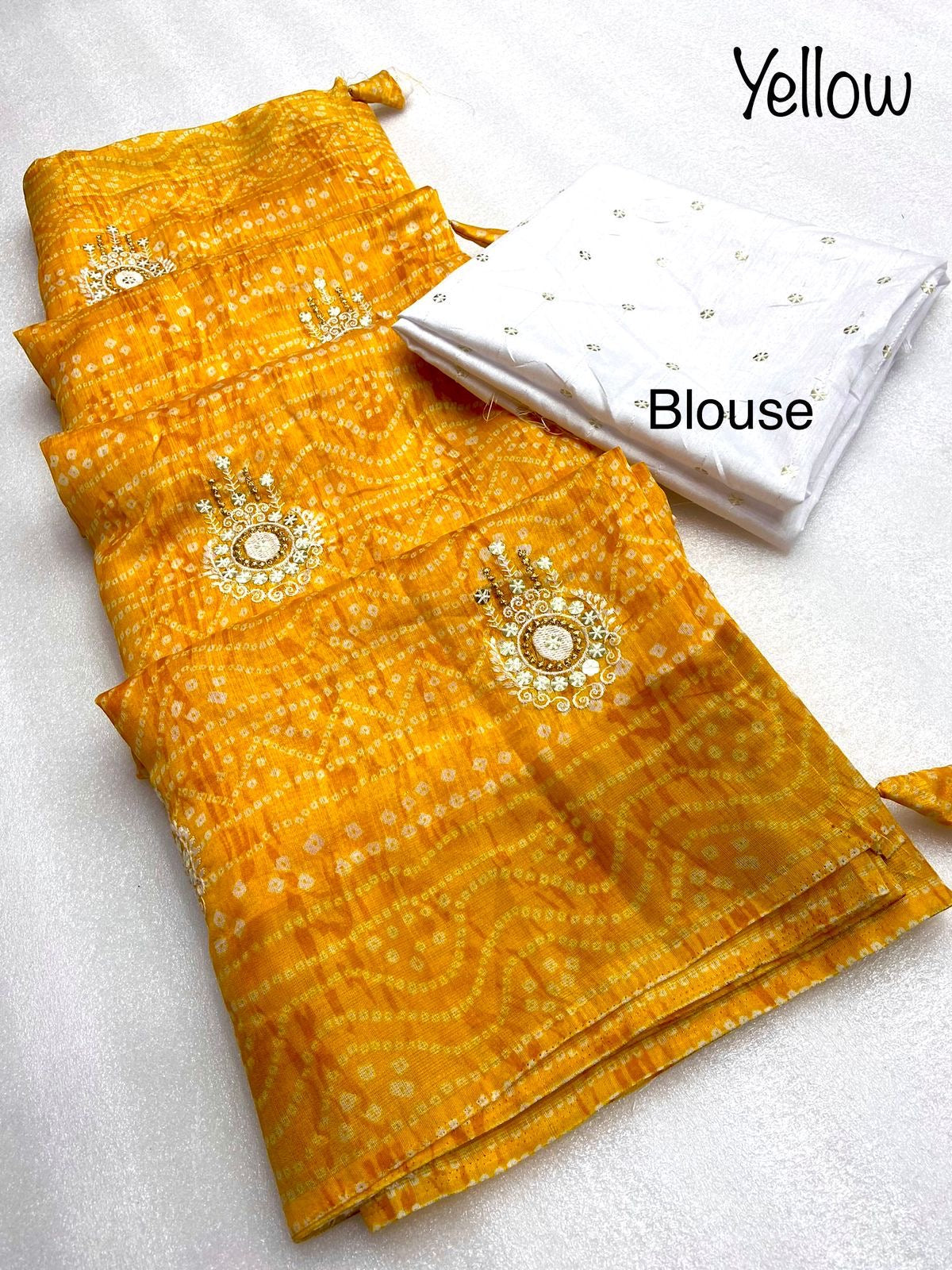 Crystal Cotton 9mm sequence work Bandhani sare with Latkan - Premium  from Ethenika.com  - Just INR 1490! Shop now at Ethenika.com 