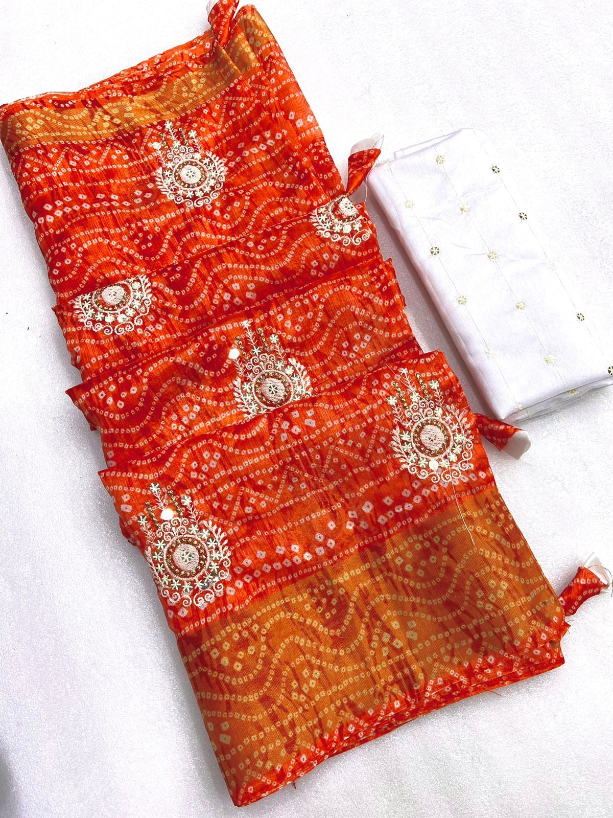 Crystal Cotton 9mm sequence work Bandhani sare with Latkan - Premium  from Ethenika.com  - Just INR 1490! Shop now at Ethenika.com 