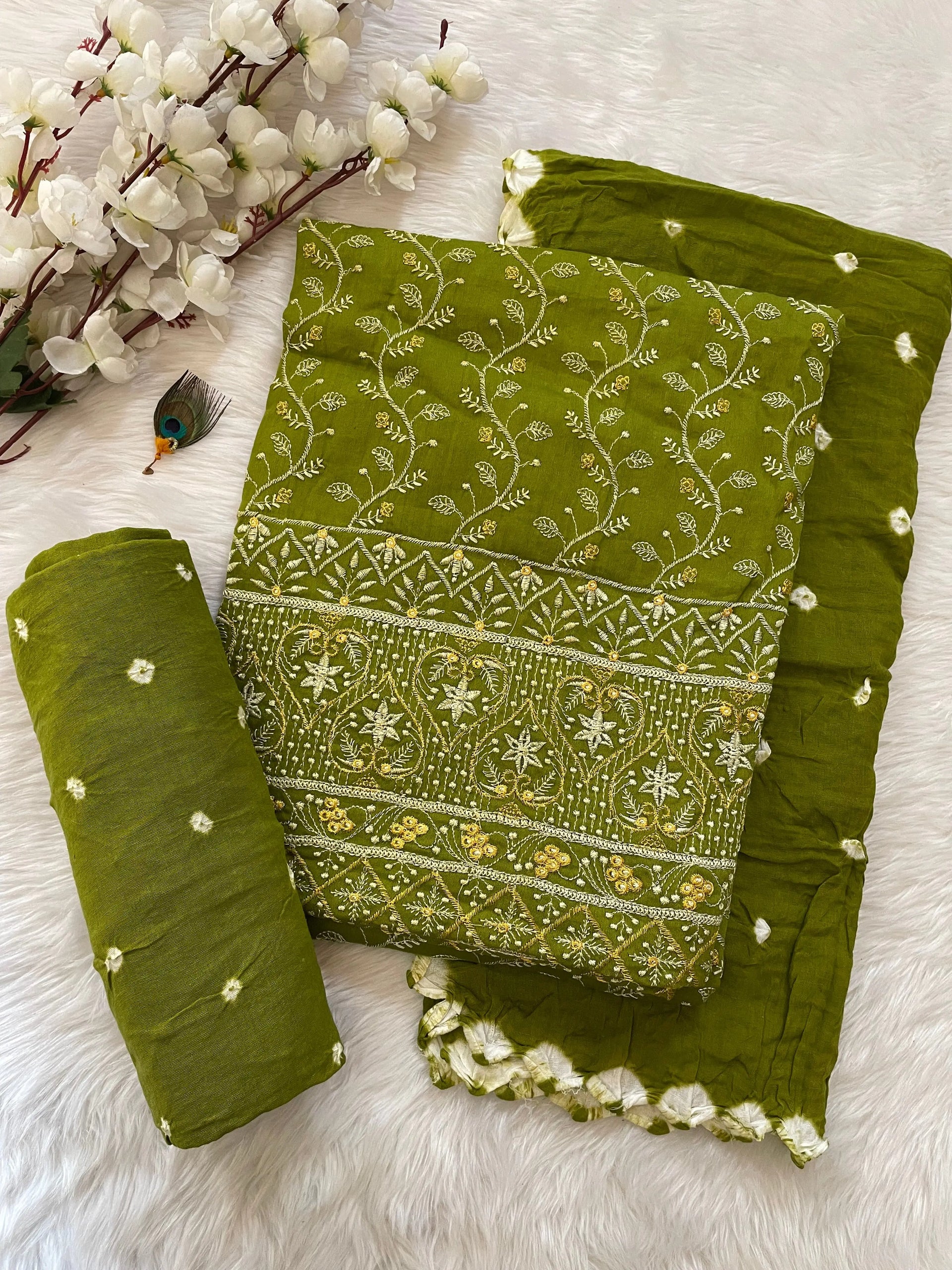 cotton bandhani dress Cotton Bandhani Dress Yellow Bandhani Suit Bandhani Special Cotton Bandhani Suit Mayur Bandhani Special Vol