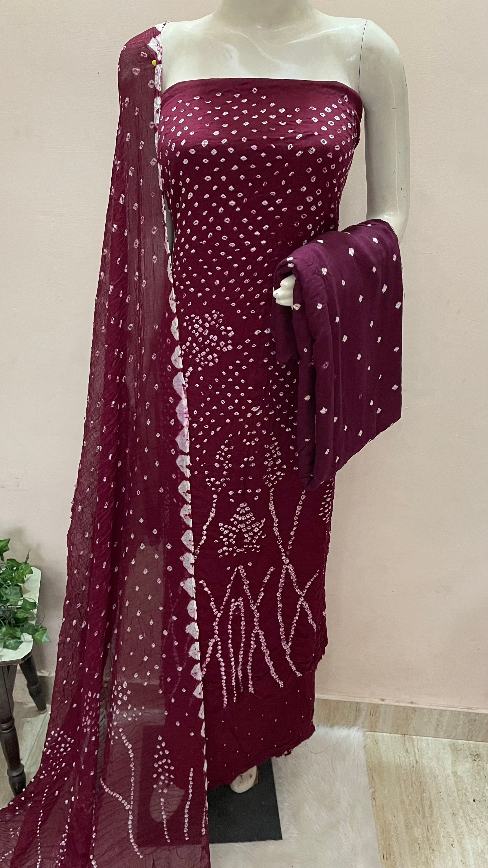 Cotton Satin Self Colour Kutch Bandhani Ethenika.com 