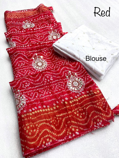 Crystal Cotton 9mm sequence work Bandhani sare with Latkan - Premium  from Ethenika.com  - Just INR 1490! Shop now at Ethenika.com 